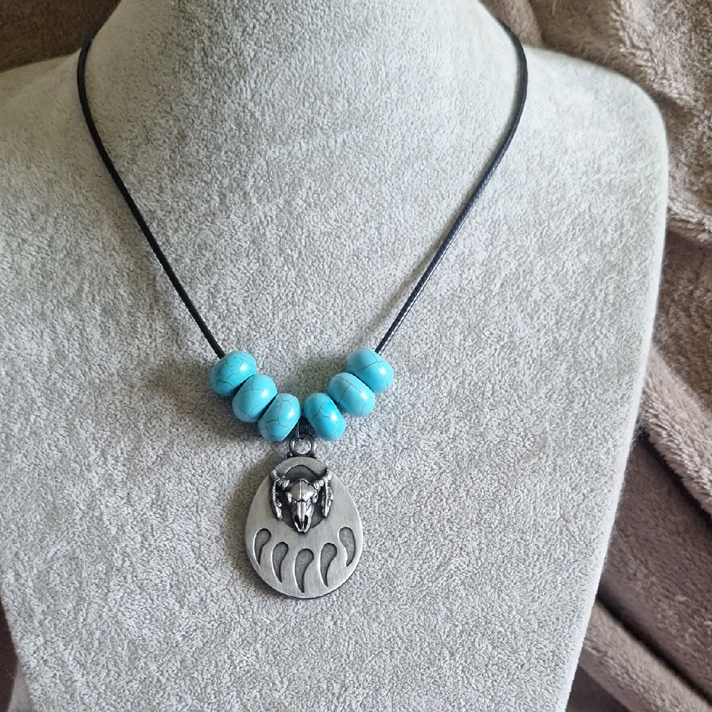 Handmade Necklace With Silver Symbolic Pendant Nwot